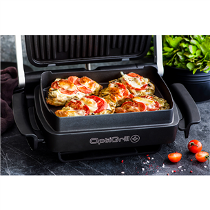 Tefal Optigrill+ + Snacking and backing XL, 2000 Вт, черный/нерж. сталь - Электрический гриль + насадка для запекания