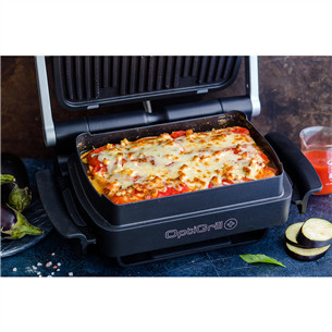 Tefal Optigrill+ + Snacking and backing XL, 2000 W, melna/nerūsējošā tērauda - Elektriskais grils + cepšanas aksesuārs