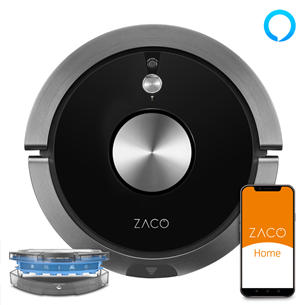 Zaco A9s Pro W&D, sausā un mitrā uzkopšana, melna/pelēka - Robots putekļu sūcējs 501905