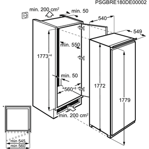 Electrolux, 311 L, height 178 cm - Built-in Cooler