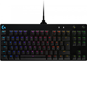 Logitech G Pro, HX Blue Clicky Switches, US, mehāniskā, melna - Klaviatūra