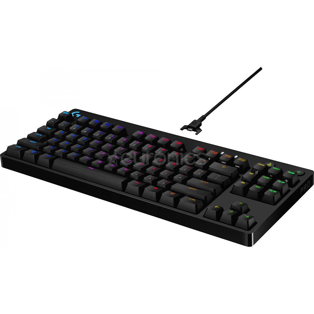 Logitech G Pro, HX Blue Clicky Switches, US, mehāniskā, melna - Klaviatūra