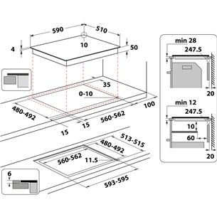 Whirlpool, width 59 cm, frameless, white - Built-in Induction Hob