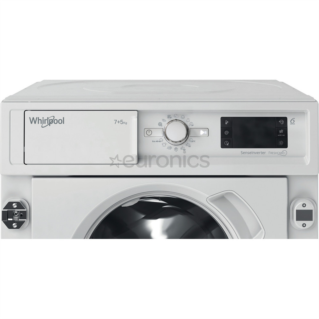 Whirlpool, 7 кг / 5 кг, глубина 55 см, 1400 об/мин - Интегрируемая стирально-сушильная машина
