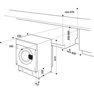 Whirlpool, 7 kg / 5 kg, depth 55 cm, 1400 rpm - Built-in Washer-Dryer Combo