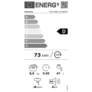 Electrolux, 8 kg, depth 54 cm, 1400 rpm - Built-in Washing Machine