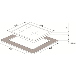 Schlosser, width 45 cm, black - Built-in Gas Hob