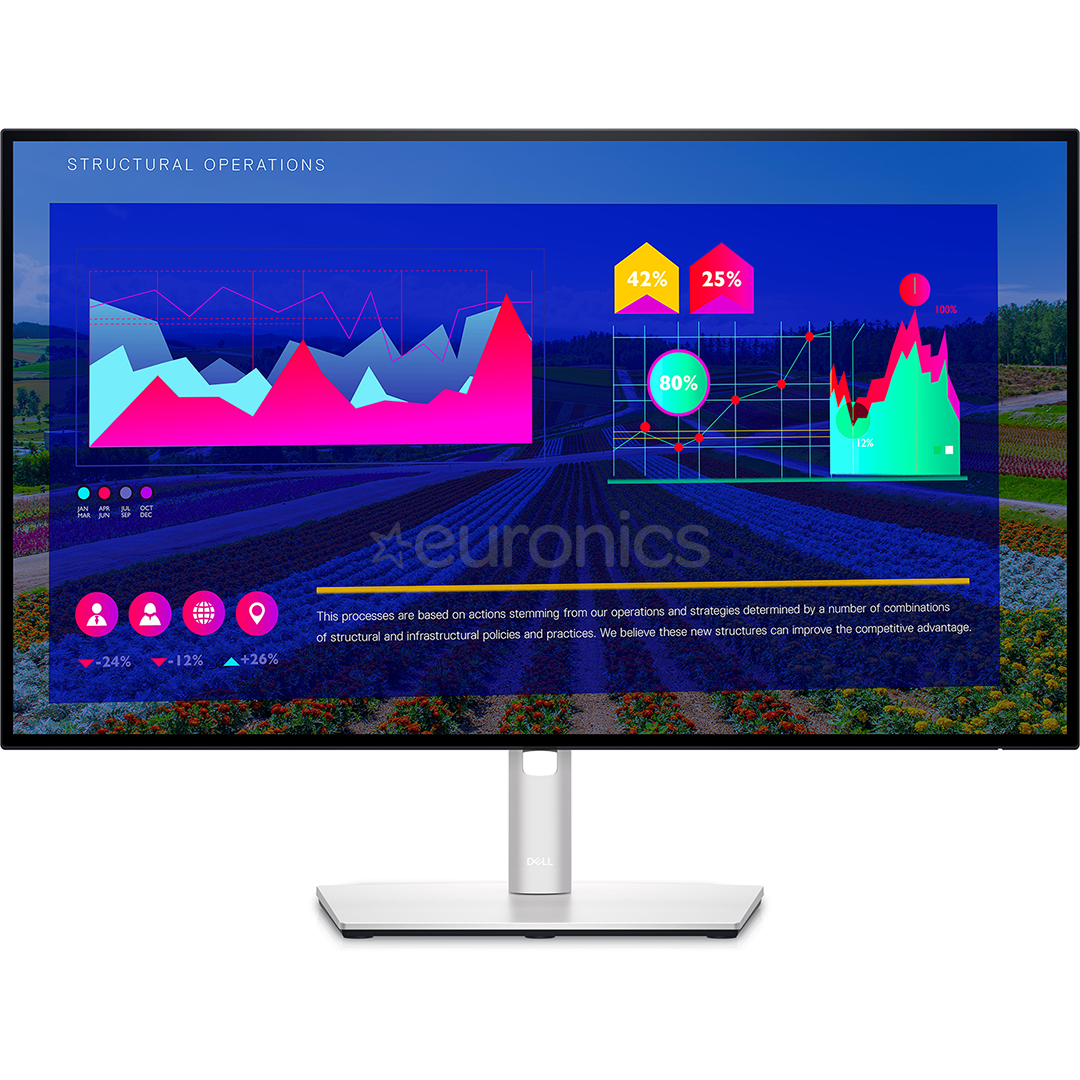 Dell UltraSharp U2722D, 27'', QHD, LED IPS, USB-C, серебристый - Монитор