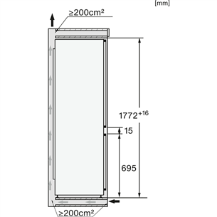 Miele NoFrost, augstums 177 cm, 244 l – Iebūvējams ledusskapis