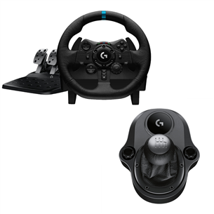 Logitech G923 + Driving Force Shifter, PS5/PS4 un PC, melna - Spēļu kontrolieris