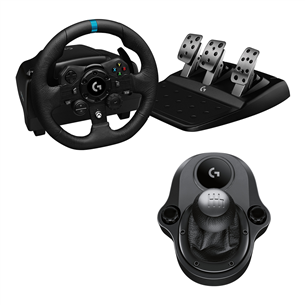 Logitech G923 + Driving Force Shifter, Xbox Series X|S/Xbox One un PC, melna - Spēļu kontrolieris