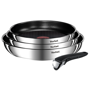 Tefal Ingenio Emotion, diametrs 22/24/28 cm, nerūsējošā tērauda/melna - Pannu komplekts + rokturis