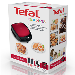 Tefal Snack Time, 700 W, melna/sarkana - Kontakttosteris/vafeļu panna