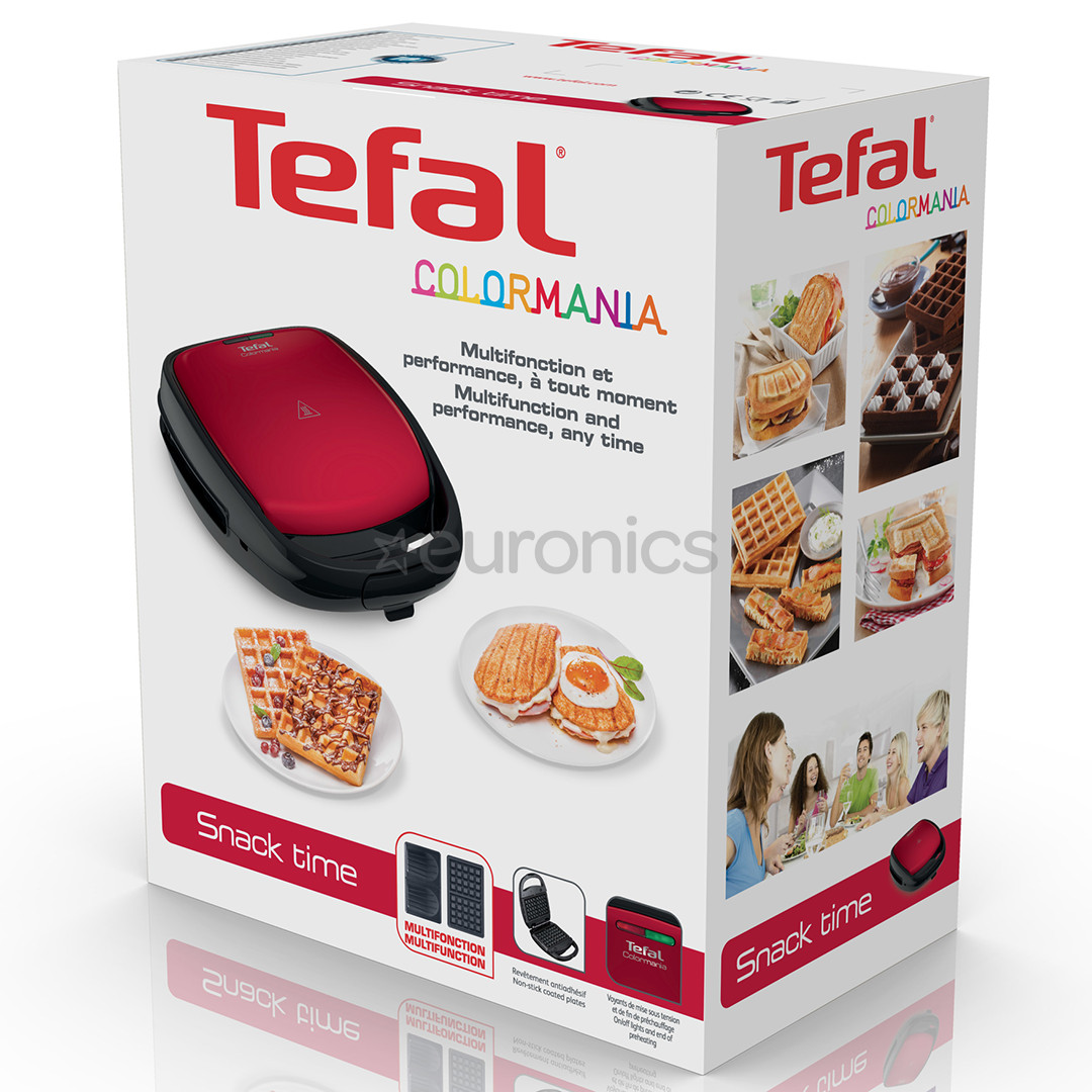 Tefal Snack Time, 700 W, black/red - Sancwich and waffle maker