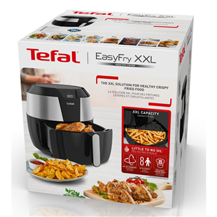 Tefal Easy Fry Deluxe XXL, 1700 W, melna/nerūsējošā tērauda - Karstā gaisa friteris