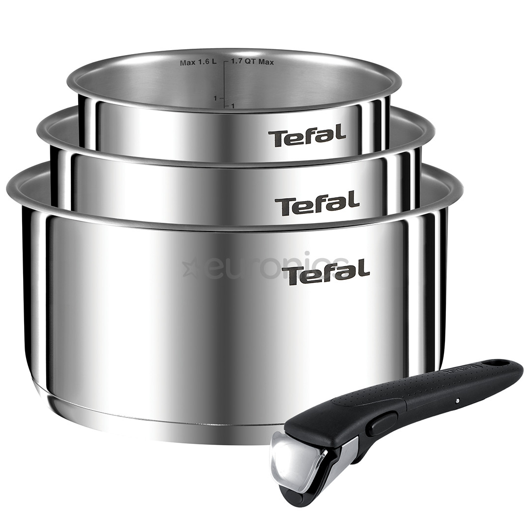 Tefal Ingenio Essential, diametrs 16/18/20 cm, nerūsējošā tērauda - Katlu komplekts + rokturis