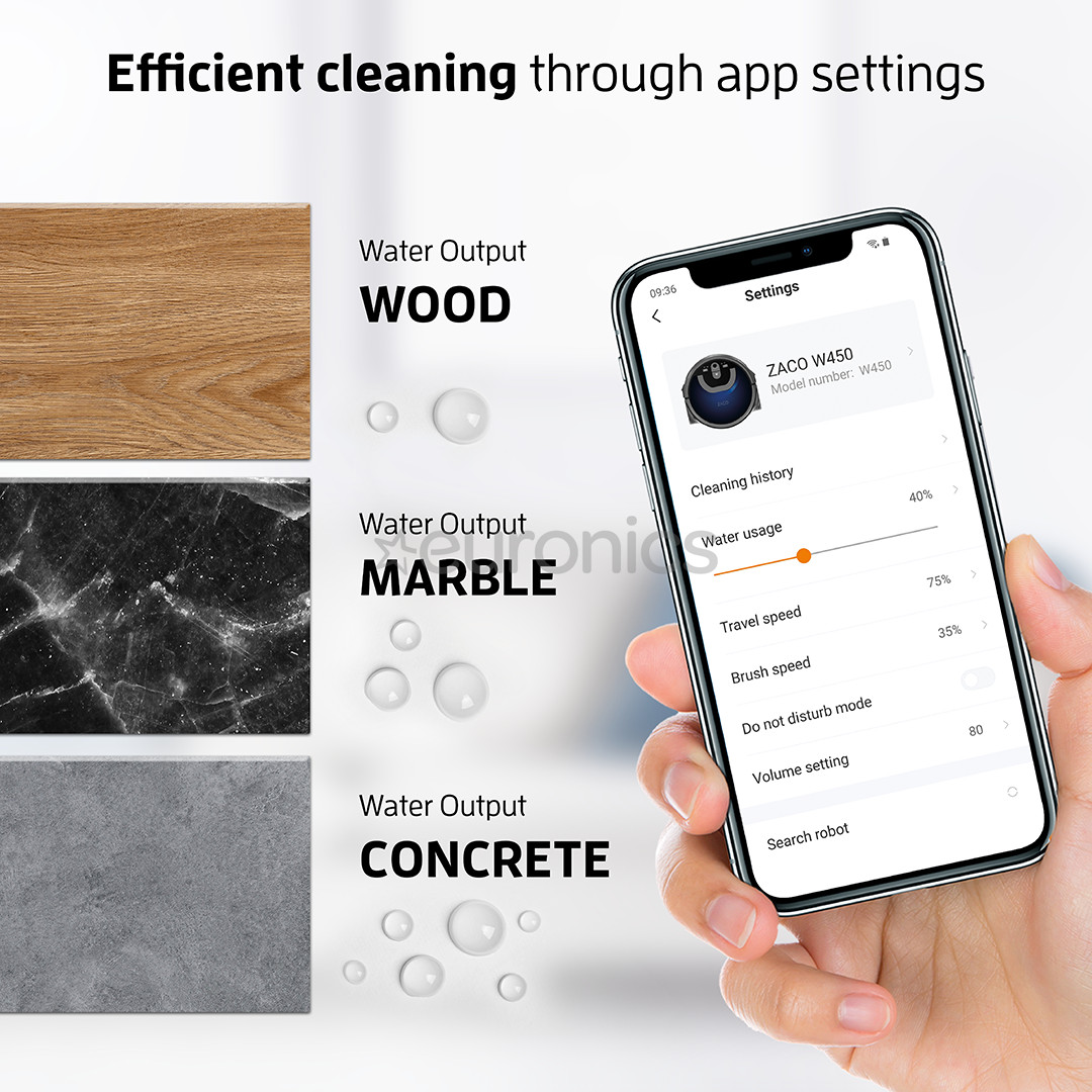 Zaco W450, mopping, grey/blue - Robot for mopping