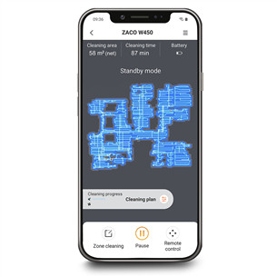 Zaco W450, mopping, grey/blue - Robot for mopping