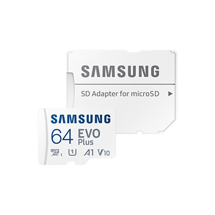 Atmiņas karte MicroSDXC EVO Plus + adapteris, Samsung (64 GB)