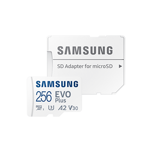 Atmiņas karte MicroSDXC EVO Plus + adapteris, Samsung (256 GB)