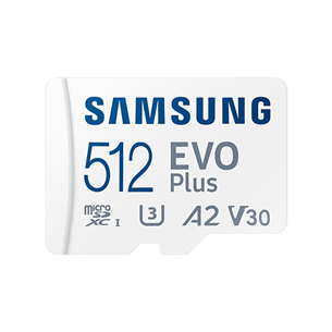 Atmiņas karte MicroSDXC EVO Plus + adapteris, Samsung (512 GB)