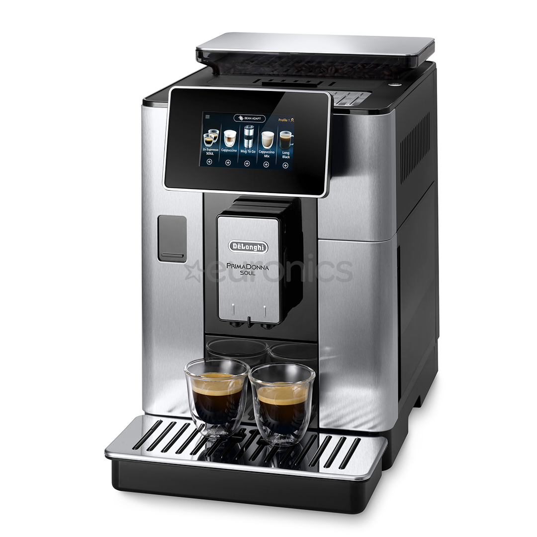 DeLonghi PrimaDonna SOUL, silver/black Espresso machine, ECAM610.74.MB Euronics