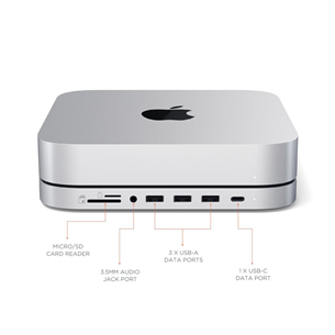 Satechi Stand & Hub for Mac mini with SSD Enclosure, sudraba - SSD diska korpuss ar USB adapteri