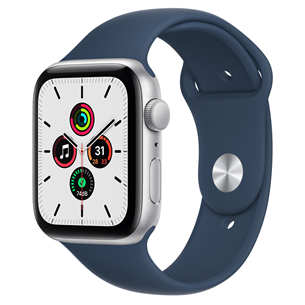 Apple Watch SE GPS, 44mm Silver/Blue, Regular - Viedpulkstenis MKQ43EL/A