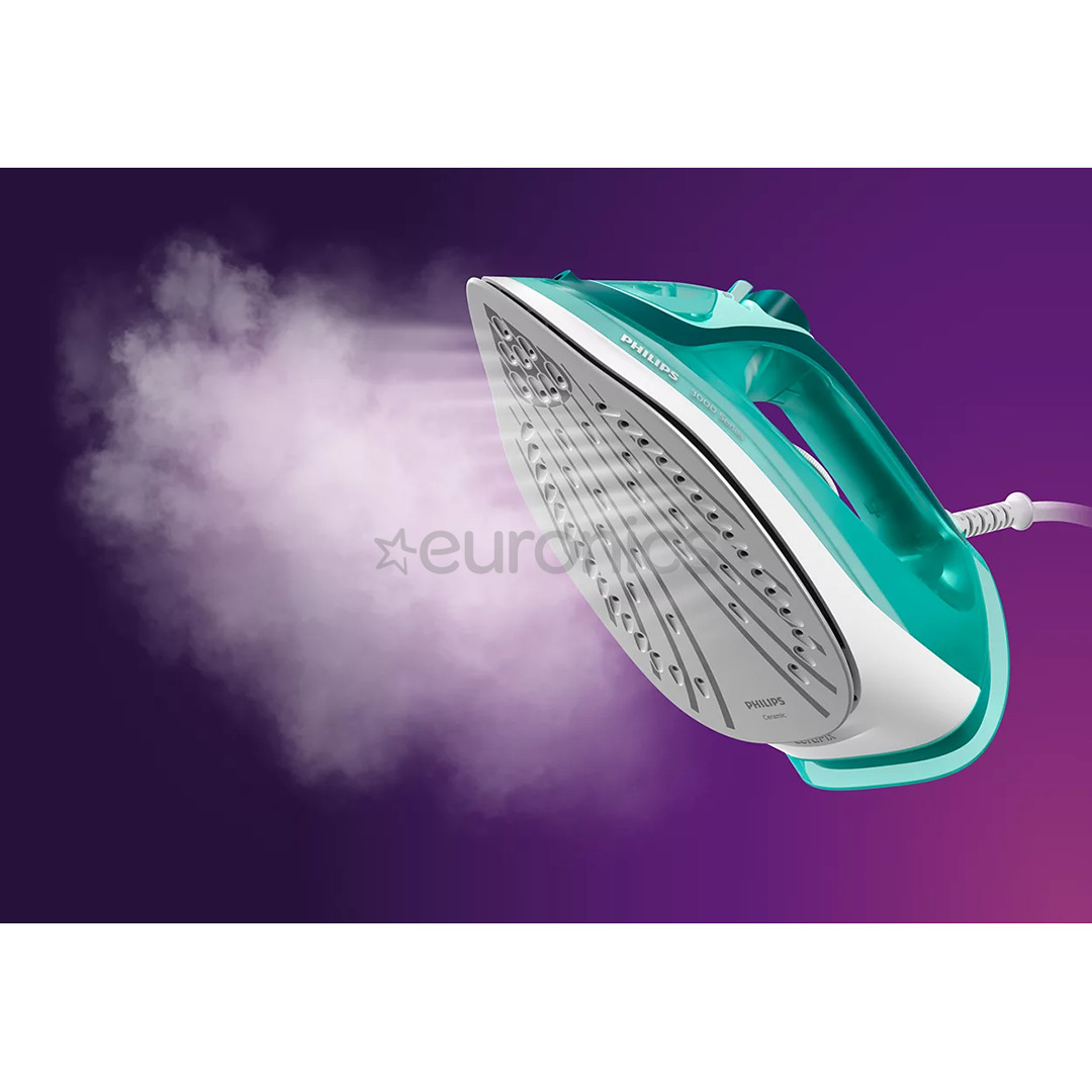 Philips 3000 Series, 2400 Вт, белый/зеленый - Паровой утюг