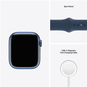 Apple Watch Series 7 GPS, 41 мм, Blue, Regular - Смарт-часы