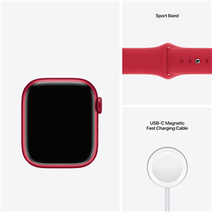 Apple Watch Series 7 GPS, 41 mm, (PRODUCT)RED - Viedpulkstenis