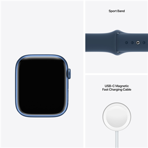 Apple Watch Series 7 GPS, 45 mm, zila - Viedpulkstenis