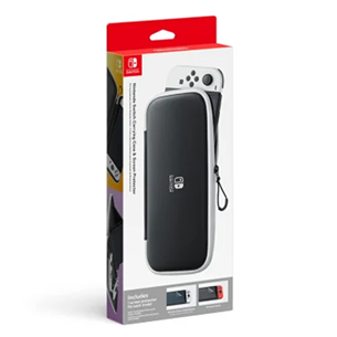 Nintendo Switch Carrying Case & Screen Protector, aizsargplēve, melna/pelēka - Futrālis spēļu konsolei