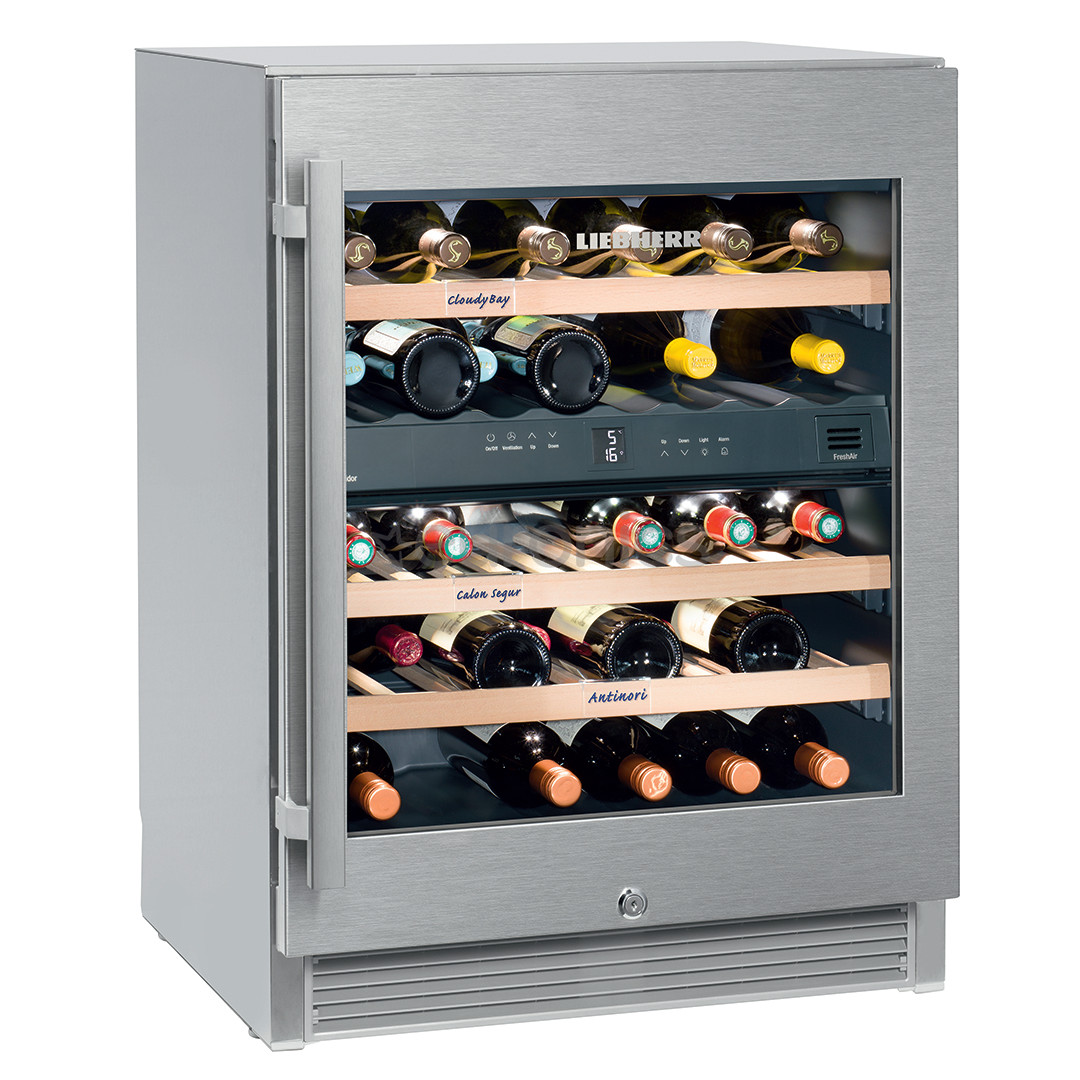 Liebherr Vinidor, 34 pudeles, augstums 83 cm, nerūsējošā tērauda - Vīna skapis