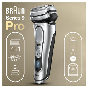 Braun Series 9 Pro Wet & Dry, melna/sudraba - Skuveklis