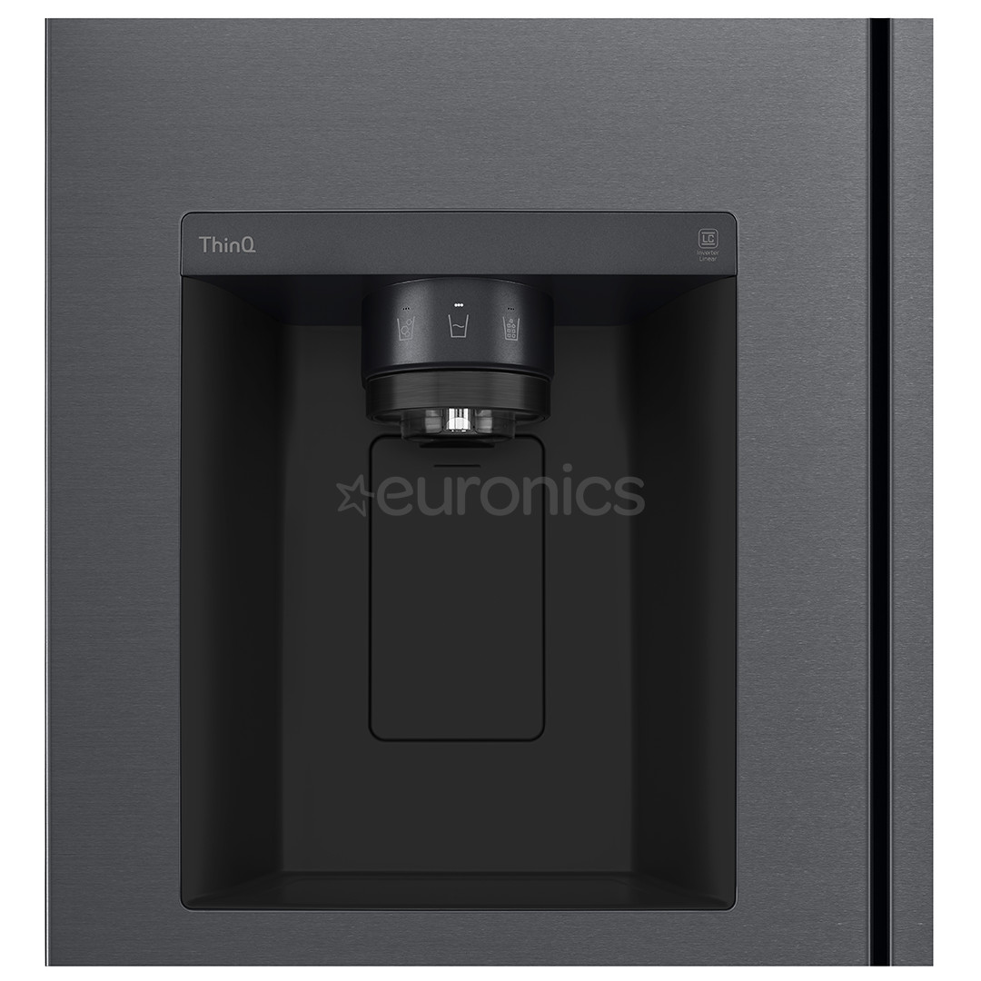 LG Water & Ice Dispenser, augstums 179 cm, 635 L, melna - SBS ledusskapis