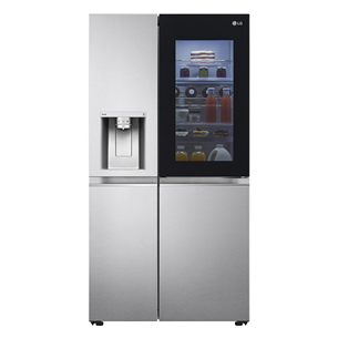 LG Water & Ice Dispenser Instaview™, высота 179 см, 635 л, серебристый - SBS-холодильник GSXV90BSAE.ABSQEUR
