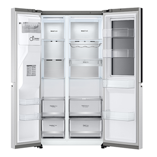 LG Water & Ice Dispenser Instaview™, augstums 179 cm, 635 L, sudraba - SBS ledusskapis
