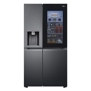 LG, InstaView, water & ice dispenser, 635 L, height 179 cm, black - SBS Refrigerator GSXV90MCDE.AMCQEUR