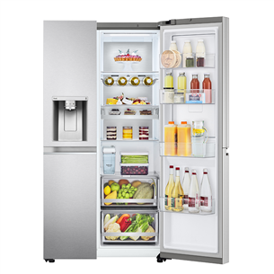 LG Water & Ice Dispenser, augstums 179 cm, 635 L, sudraba - SBS Ledusskapis