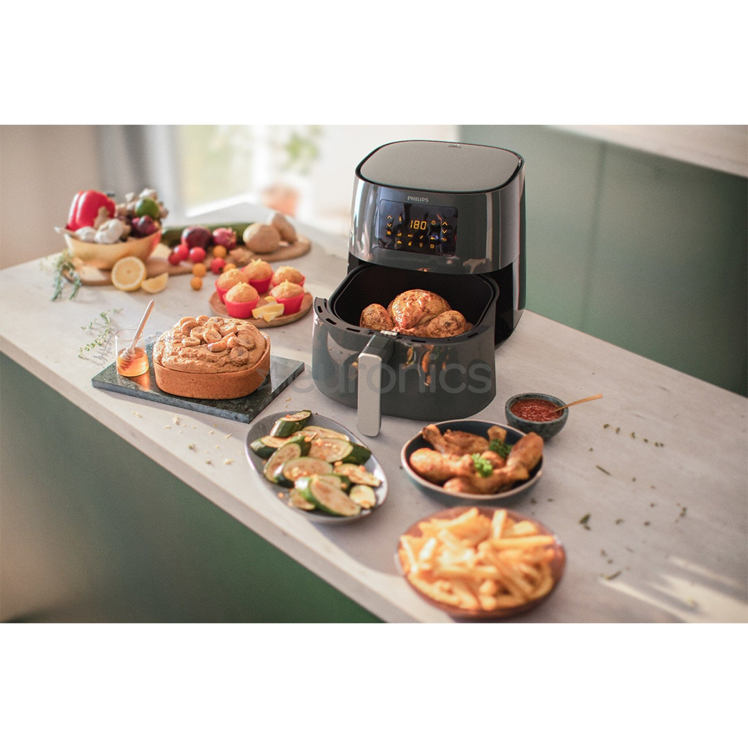 Philips Essential XL, 2000 Вт, 6,2 л + дополнительный аксессуар, серый - Аэрогриль