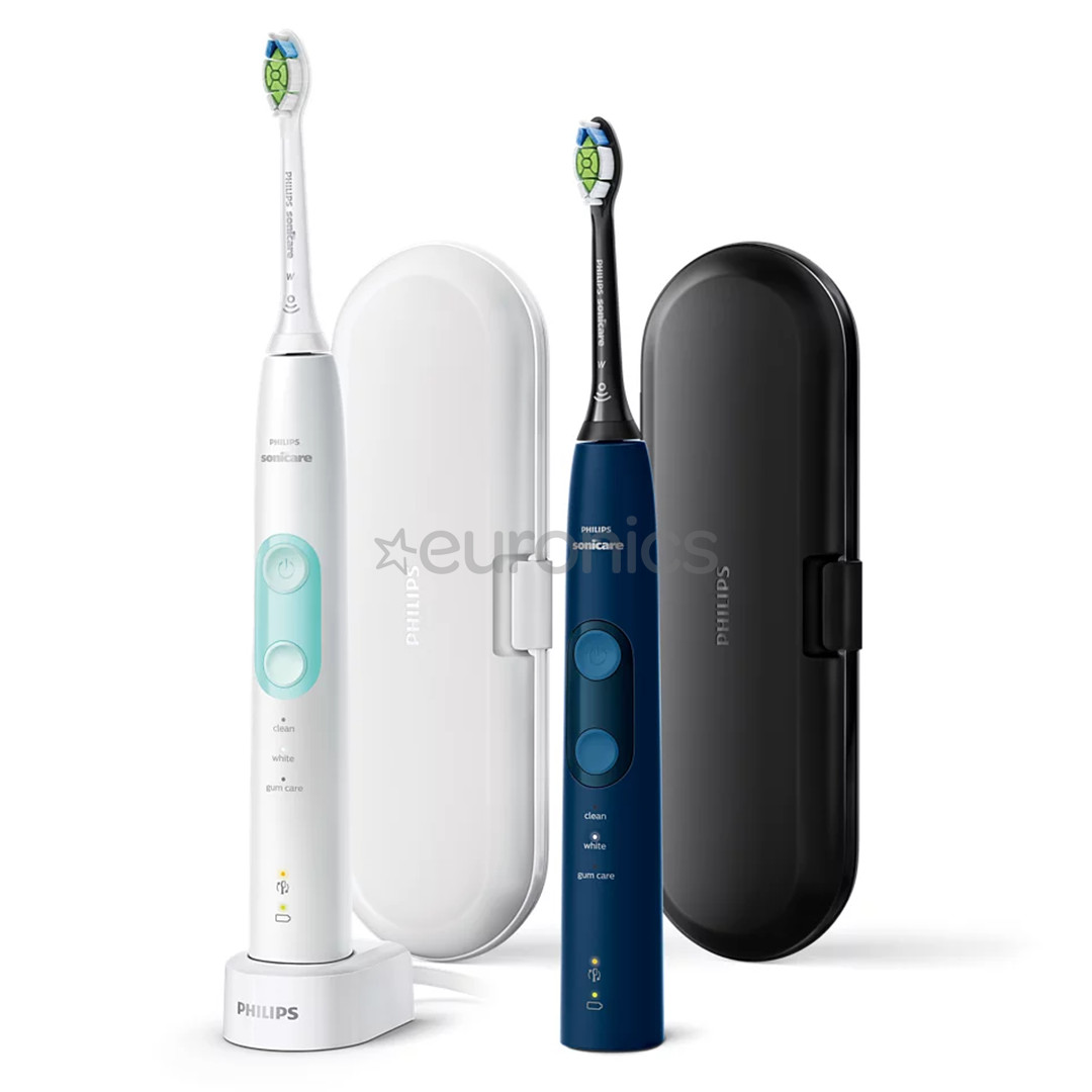 Philips Sonicare ProtectiveClean 5100, 2 gab., ceļojumu futrālis, balta/zila - Elektrisko zobu birstu komplekts