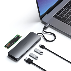 Satechi, 4 porti, USB C, pelēka - Adapteris