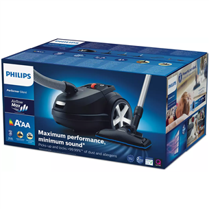 Philips Performer Silent, 750 W, melna - Putekļu sūcējs