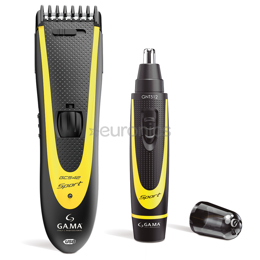 GA.MA GC542 SPORT + GNT512, 0.8-24mm, melna/dzeltena - Matu griežamās mašīnas komplekts