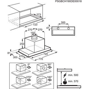 AEG 6000 Hob2Hood, 430 m³/h, platums 77 cm, nerūsējošā tērauda - Iebūvējams tvaika nosūcējs