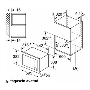 Bosch Serie 2, 20 l, 1270 w, nerūsējoša tērauda – Iebūvējama mikroviļņu krāsns