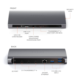 Satechi ThunderBolt 4, 96 W - Portatīvā datora dokstacija