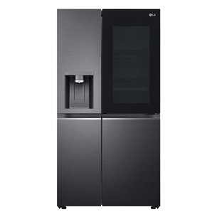 LG, InstaView, диспенсер для воды и льда с резервуаром, 635 л, высота 179 см, черный - SBS-холодильник GSXV91MCAE.AMCQEUR
