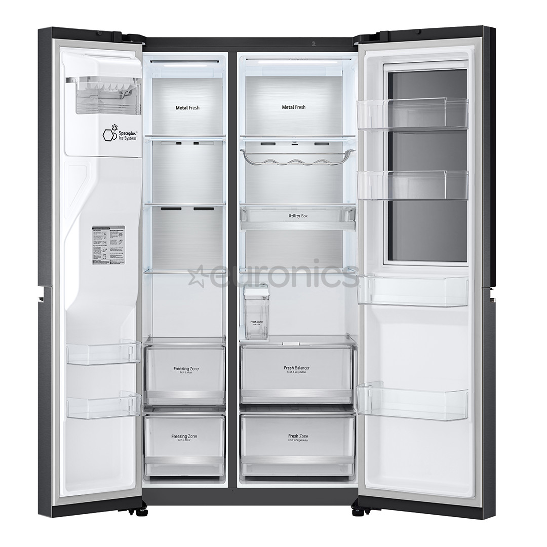LG, InstaView, water & ice dispenser, 635 L, height 179 cm, black - SBS Refrigerator